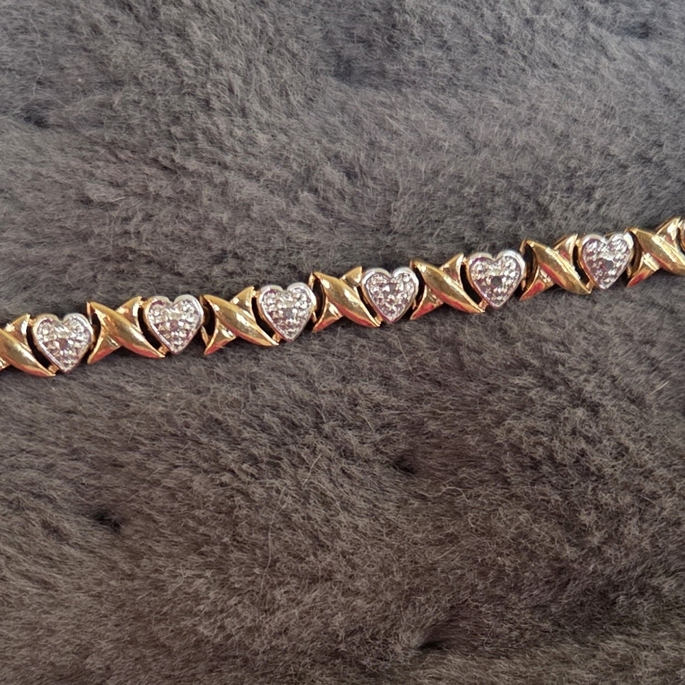 Gold and Silver Hugs And Kisses Tennis Bracelet